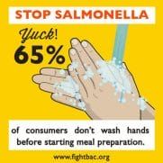 Stop Salmonella graphic - 65% of consumers don't wash their hands