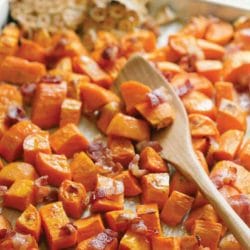Maple Roasted Sweet Potatoes with Bacon