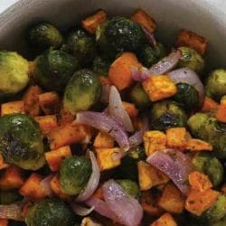 Rosemary Roasted Sweet Potatoes and Brussels Sprouts